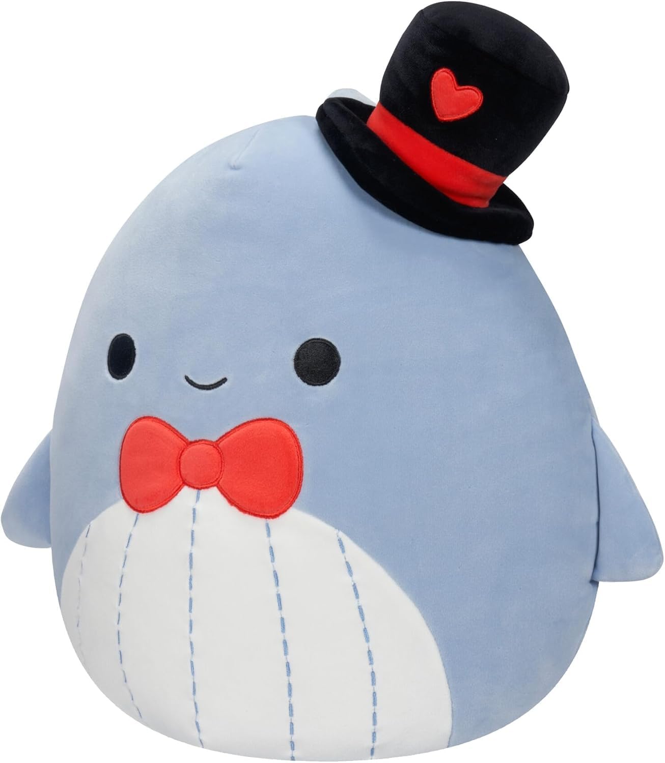Squishmallows Official Jazwares 14-Inch Samir Blue Whale with Heart Top Hat and Red Bow Tie - Add Samir to Your Squad