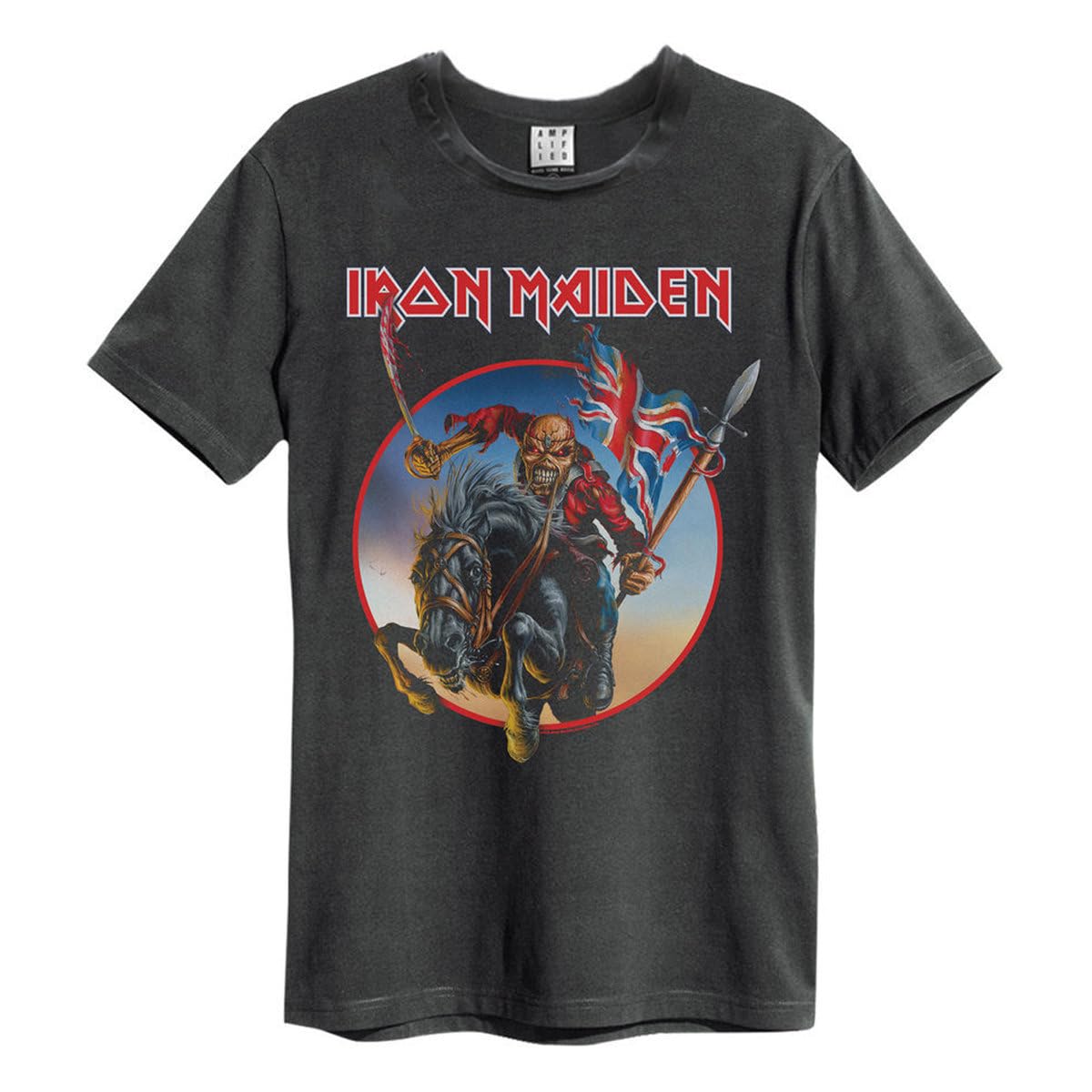 Amplified Unisex Adult Trooper on Steed Iron Maiden T-Shirt (XL) (Charcoal)
