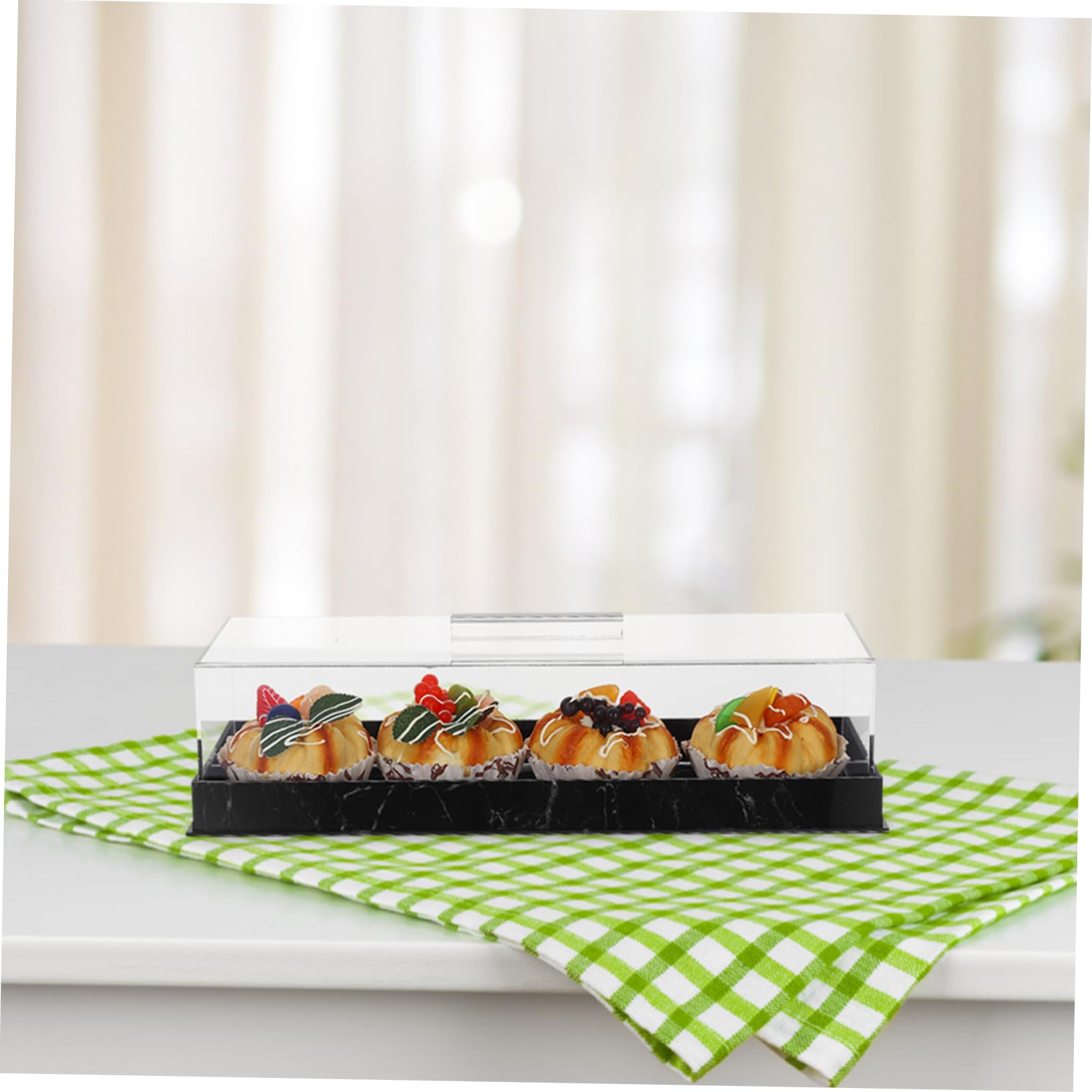 Expositor De Tartas Con Tapa: Bandeja De Acrílico Rectangular Para Tartas, Pasteles Y Postres, Ideal Para Servir Cupcakes Y Comida.