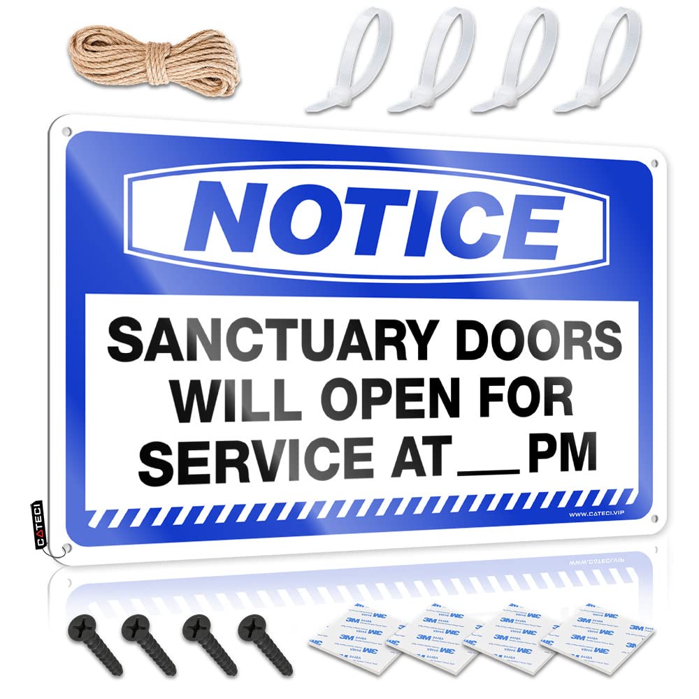 Metal Sign Funny Notice Sanctuary Doors Will Open For Service At_ Pm Tin Sign Hot Beer Tin Sign Bar Posters