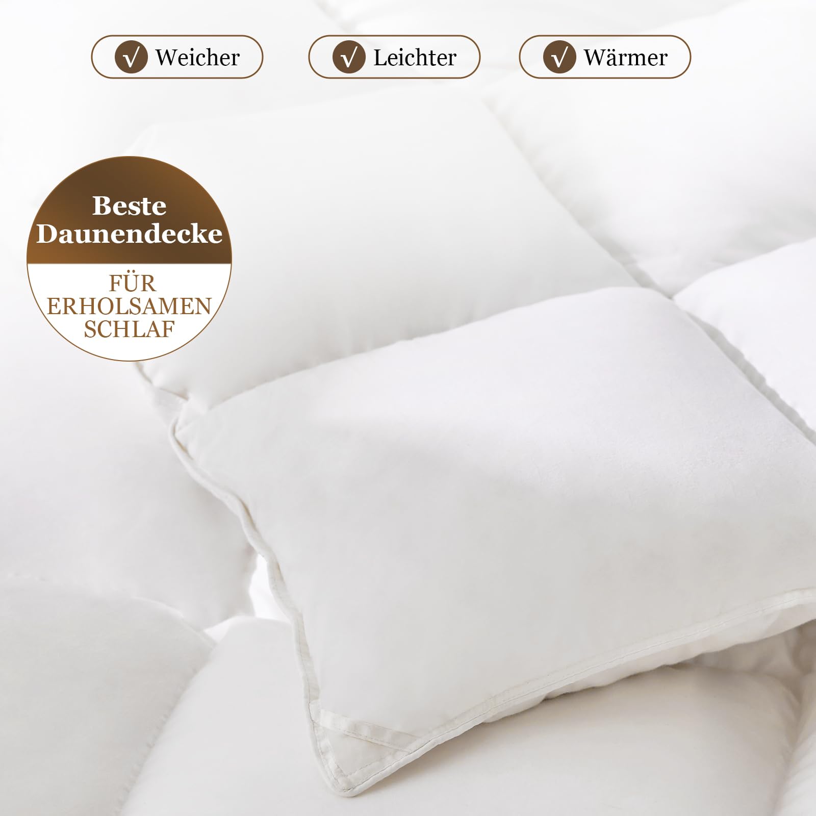 Homyrium Daunendecke 135x200 Ganzjahres Bettdecke 135x200 Daunen, 1100gr | 4 Jahreszeiten Bettdecken, Daunenbettdecke, Federbetten, Oeko-TEX und RDS Zertifiziert