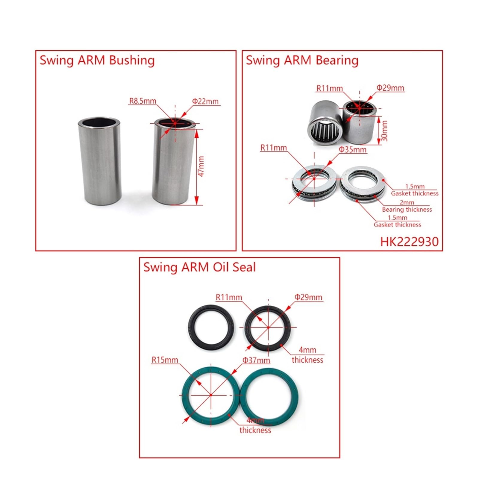 wahacza wahacz Pasuje Do Motocykli HONDA CRF 250 450 Części Zamienne Konserwacji Wahacza KOŁNIERZ WAHACZA OBROTOWY Tuleja Łożyska Igiełkowego Uszczelka Olejowa(Full Set)