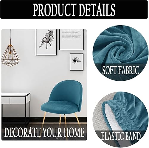 Miniatura 3 de FELENIW Juego de 4 fundas elásticas de terciopelo con respaldo redondo para silla de comedor, extraíbles y curvadas con respaldo corto, sin brazos,