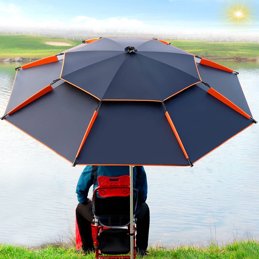 Parasol Anti-UV - Parasol de Plage - Inclinable - Réglable - Camping - la randonnée - Piscine - Parapluie de Pêche Pliable Noir (Size : 260CM/8.5ft)