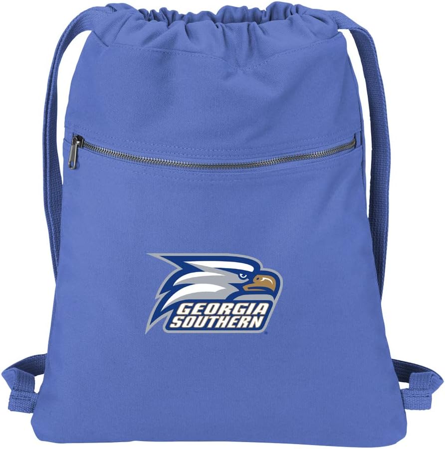 Broad Bay Georgia Southern Drawstring Backpack RICH CANVAS Cinch Bag GS Eagles Logo Gift (Black)