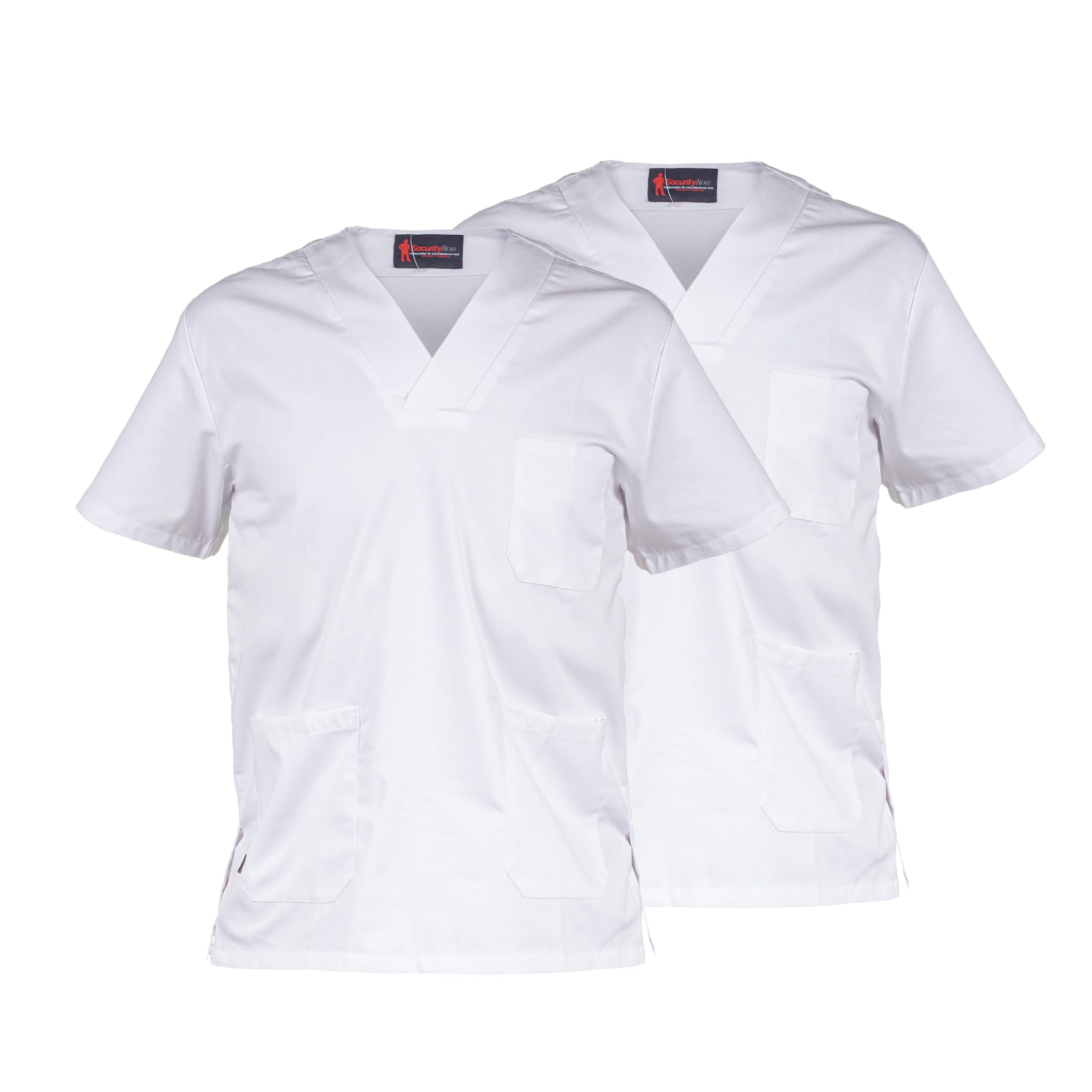 Security Line Security Lines Clinic Hombre (Pack de 2) Camiseta de Manga Corta con Cuello en V y 3 Bolsillos de Parche en Tallas S a XXXL