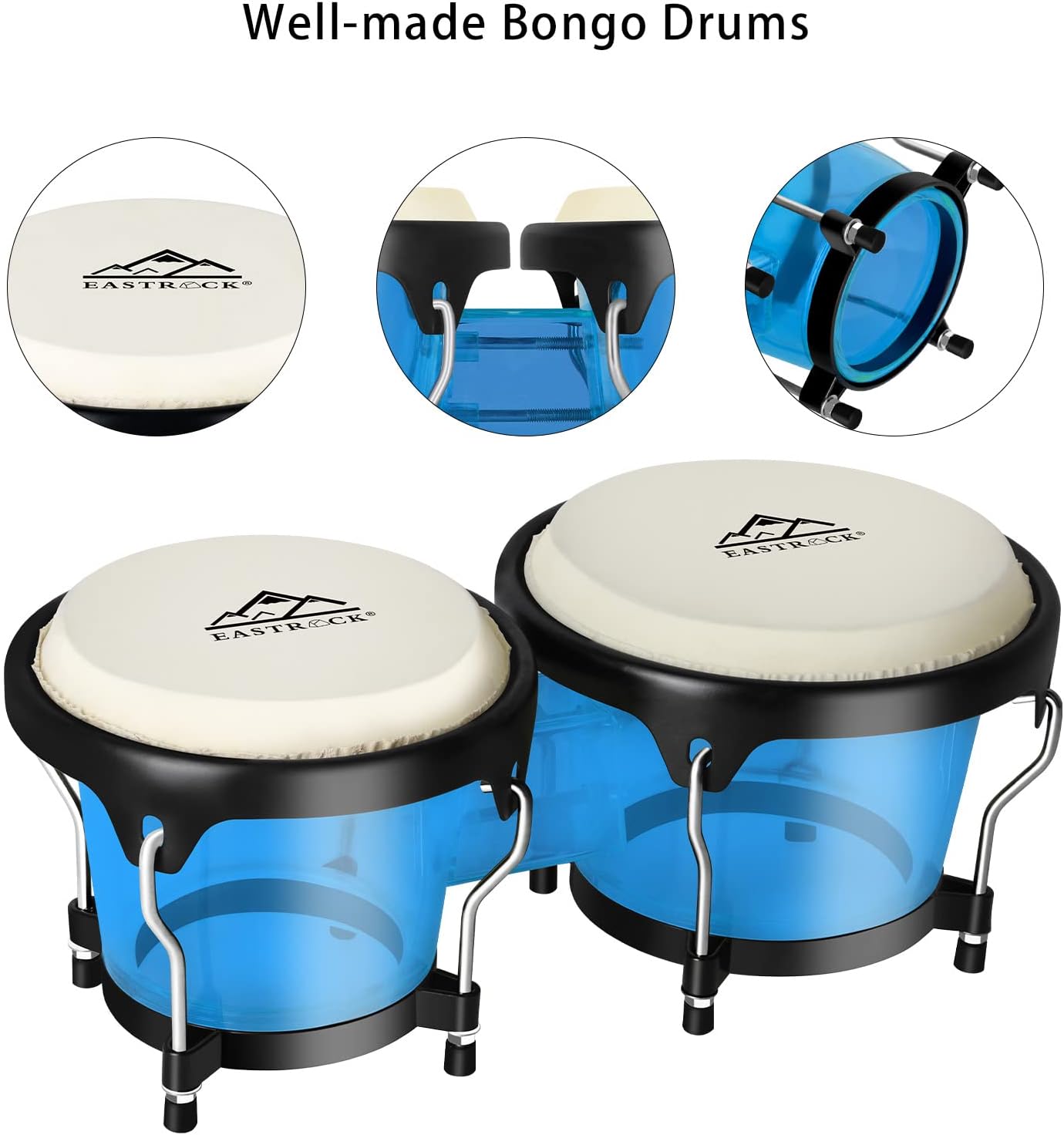 EastRock Transparent Bongo Drums Set with Tuning Djibouti Ubuy