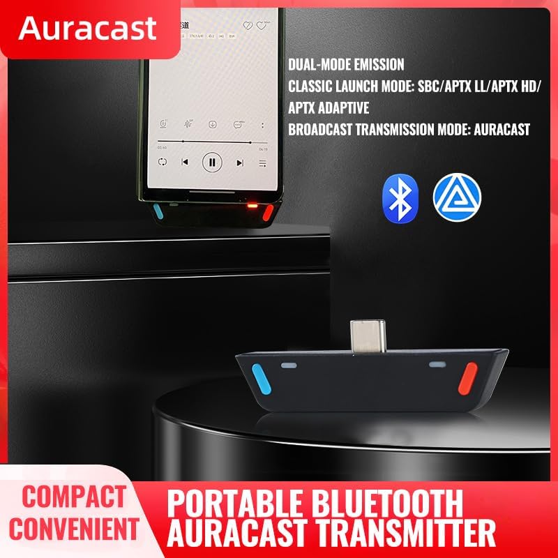 eppfun Le Audio USB C Bluetooth 5.4 Transmitter for Mobile/Game Player/PS5 to Wireless Headphones Earbuds, LDAC/AptX Lossless/Adaptive/Low Latency/Auracast