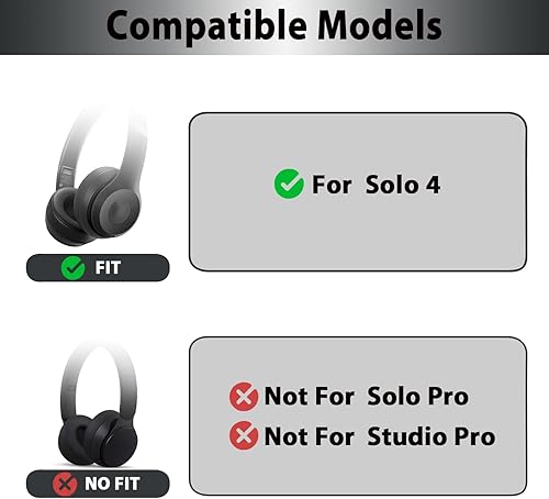Miniatura 2 de Solo 4 almohadillas de repuesto con cubierta para la diadema, almohadillas de cuero proteico de repuesto para auriculares inalámbricos Beats Solo 4,