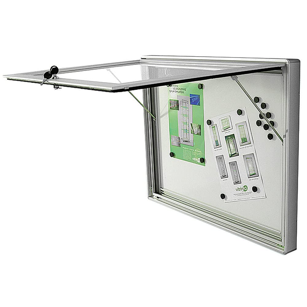 DisplayLager - Magnetischer Schaukasten 6xA4 m. Verschluss, für Whiteboard Marker geeignet, inkl. Magnete, Aufhängeprofil, Befestigungsmaterial, Schlüsselsatz