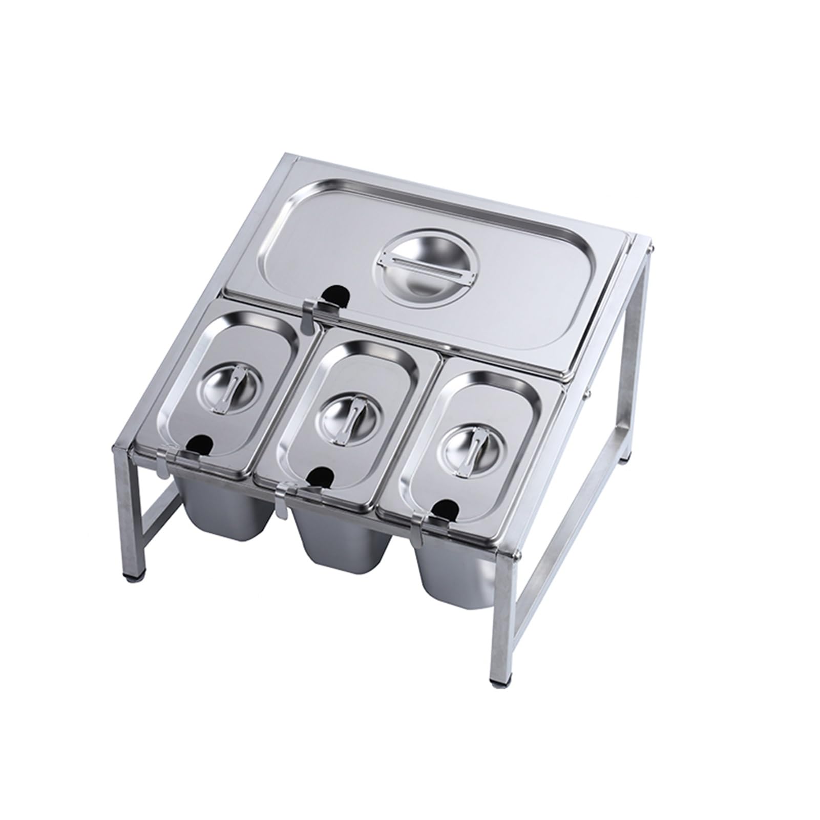 GTHTUHFD Pizza Topping Station, Stainless Steel Countertop Food Dispenser, Telescopic Condiment Organizer For Prepping Ingredients And Toppings ,Silver-B-35.7X34.7X25.4CM