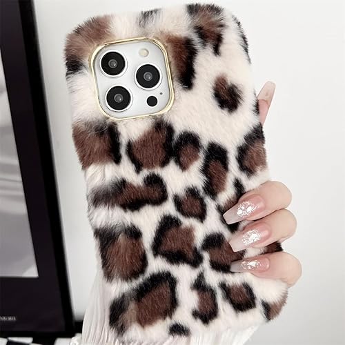 Funda peluda para Motorola Moto G 5G (2020)One 5G Ace, lindo estampado de leopardo de la suerte, puntos de camuflaje, suave, esponjoso, pelo