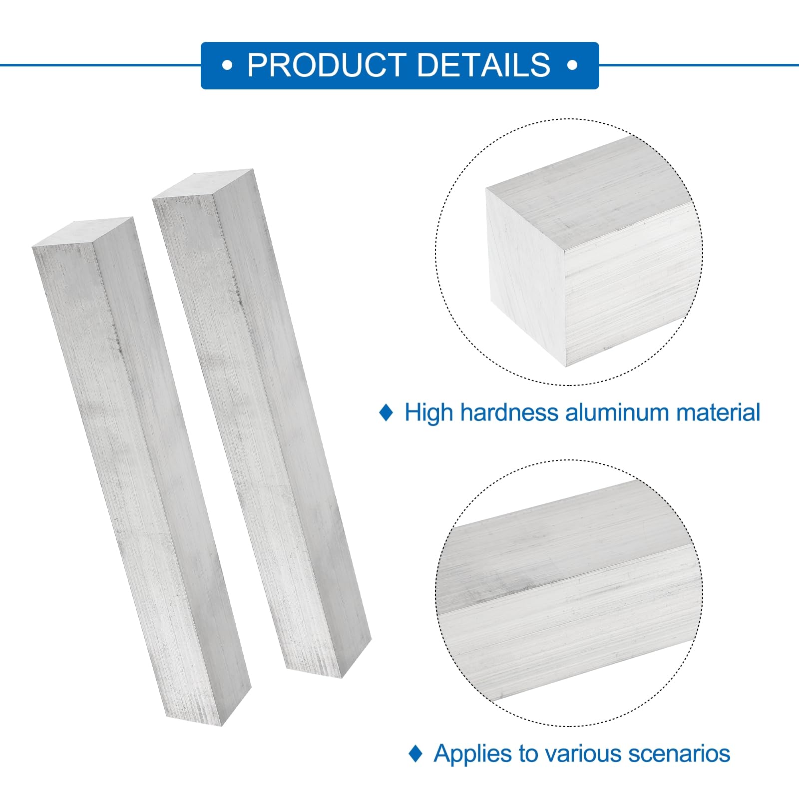 QUARKZMAN 2 Pcs Barre Plate En Aluminium Carrée, 1 9/16" (40mm) D'Épaisseur x 1 9/16" (40mm) De Largeur x 12" (305mm) De Longueur 6061 Plaque En Aluminium Plein Neuf Stock D'Usine Argent