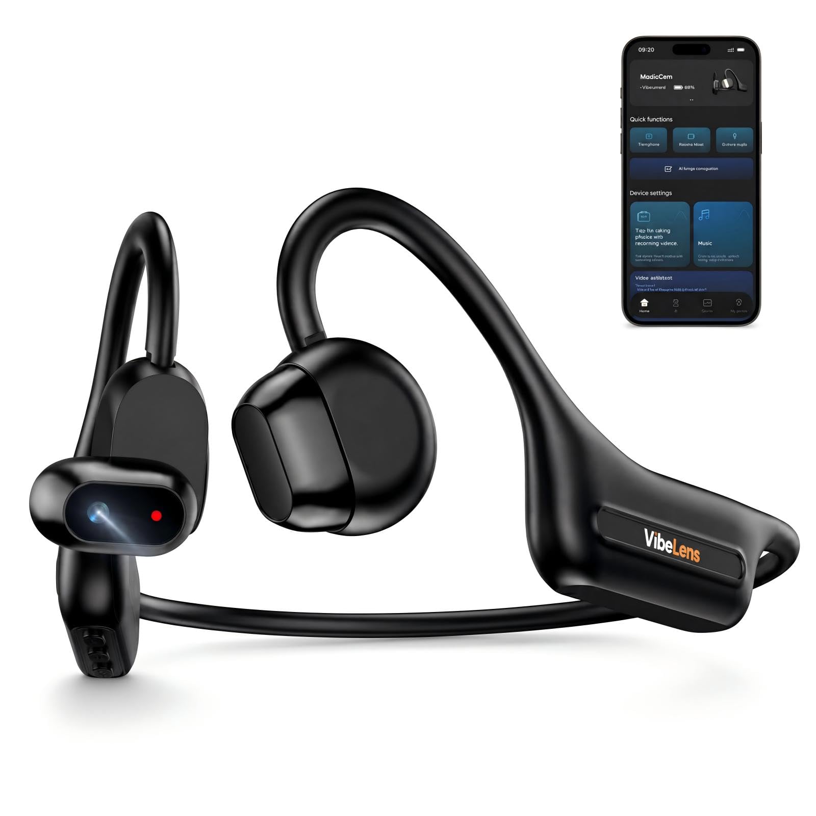 Photo 1 of VibeLens MusicCam Bone Conduction Headphones with Camera, Patented Design