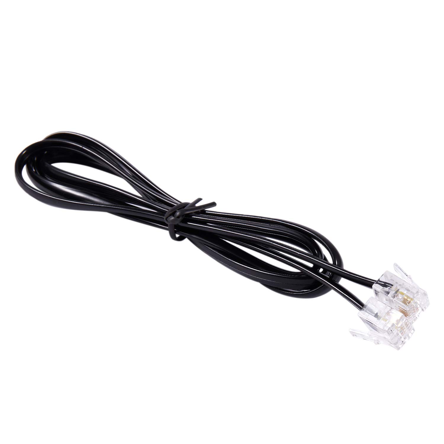 Pasuihcay RJ11 6P4C Telephone Cable Cord ADSL Modem 1 Meters, black