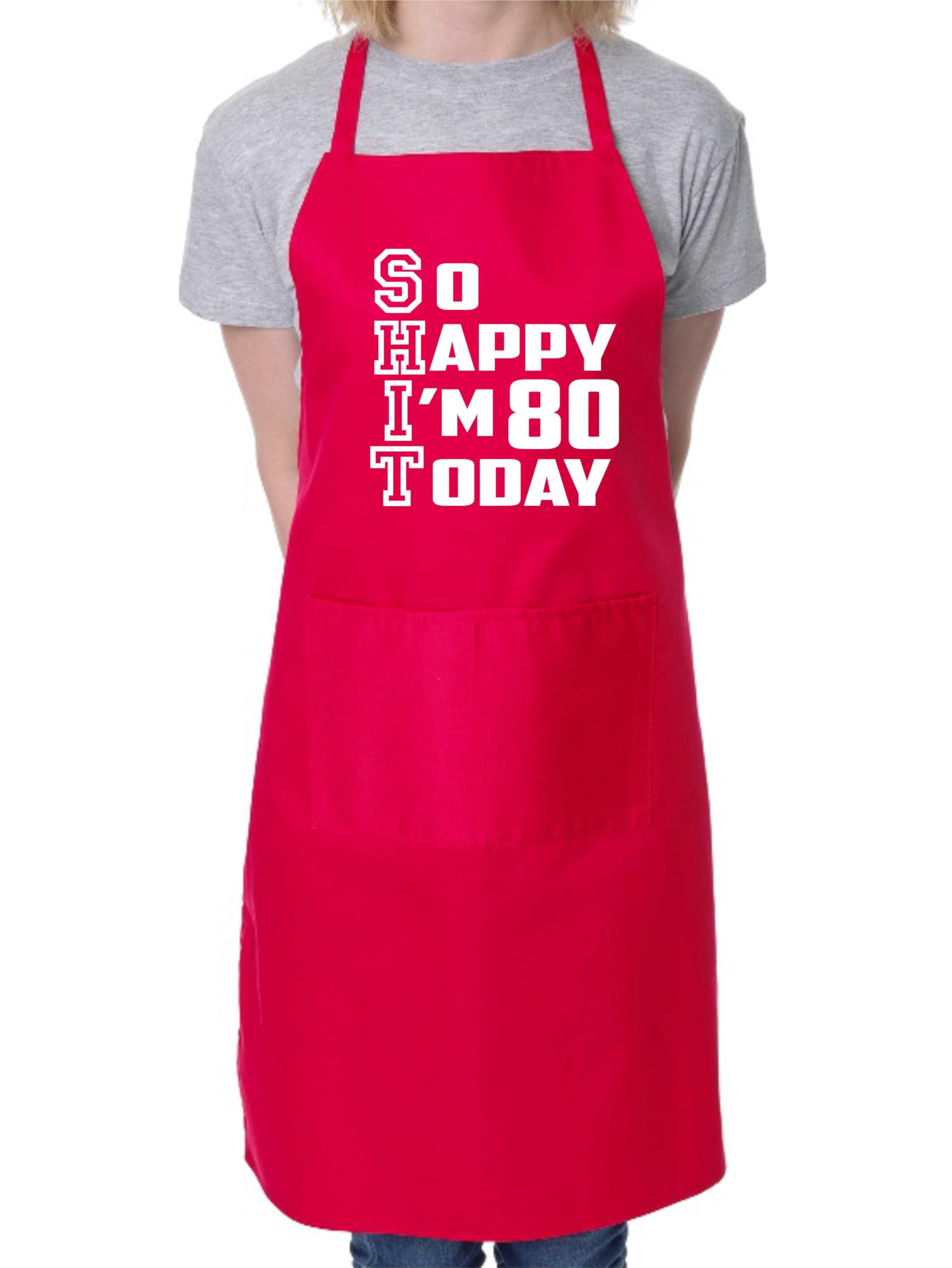Print4u Unisex Red Apron Funny 80Th Birthday Gift For Men & Ladies Turning 80 Present