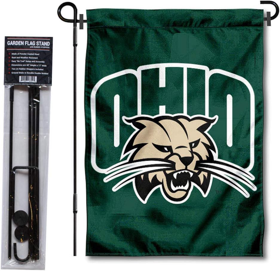 Ohio Bobcats Garden Flag with Pole Stand Holder