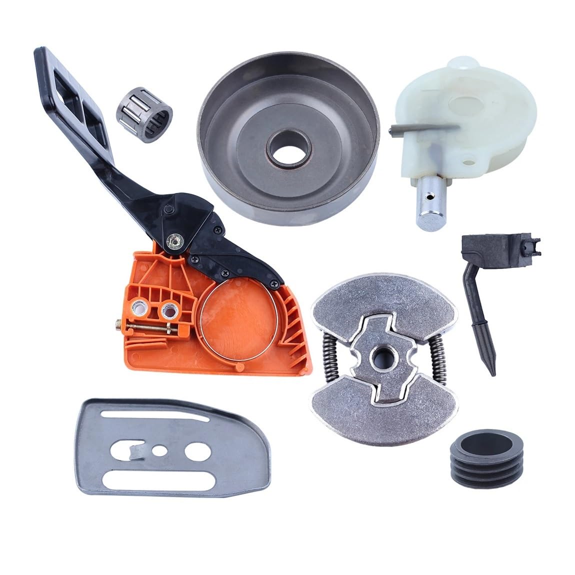 Kit de bomba de aceite, tambor de embrague, tapa de piñón de freno de cadena, compatible con Hus 136137141 y 142 motosierras, placa de barra de engranajes en espiral. accesorios para cortacésped
