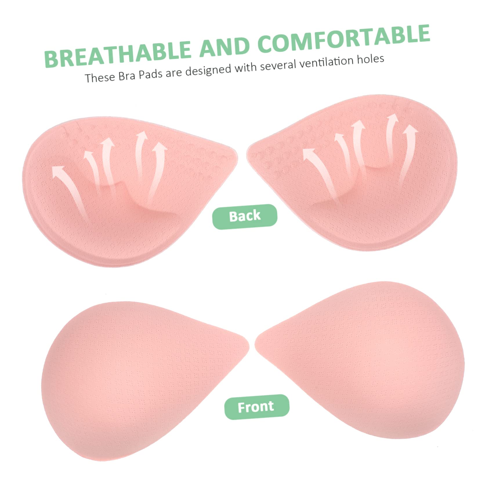 12 Pares de Almohadillas de Sujetador Hechas de Fibra Elástica y Poliéster para Mujer Cómodas y Ligeras para Tops de Bikini y Sujetadores Deportivos