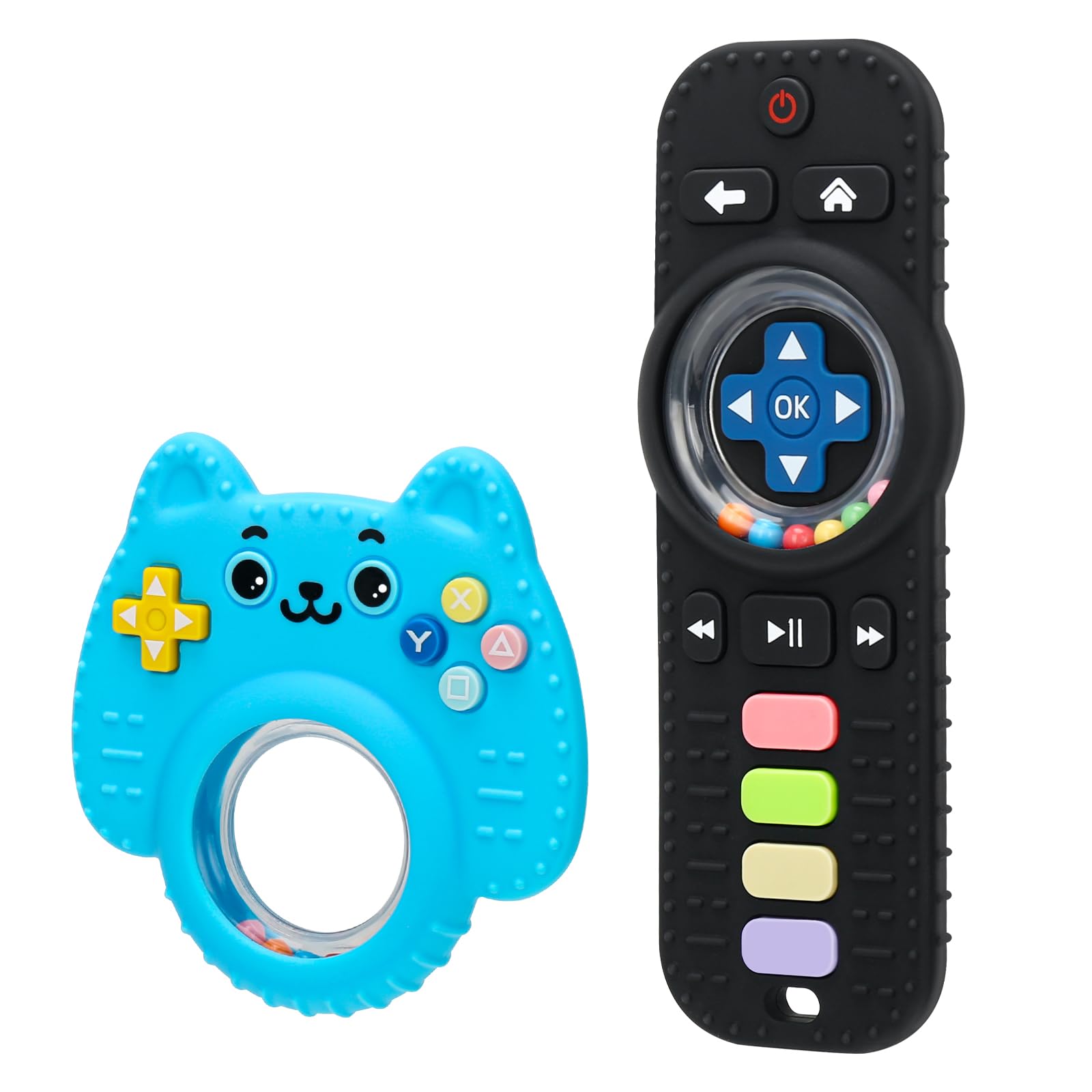 CLDY Teething Toys for Baby, Baby Remote Control Toy, tv Remote Toy BPA Free, Boys Girls Baby Chew Toys, Food Grade Silicone, Gum Pain Relief, Newborn Gifts Suitable for Babies Over 3 Months Old