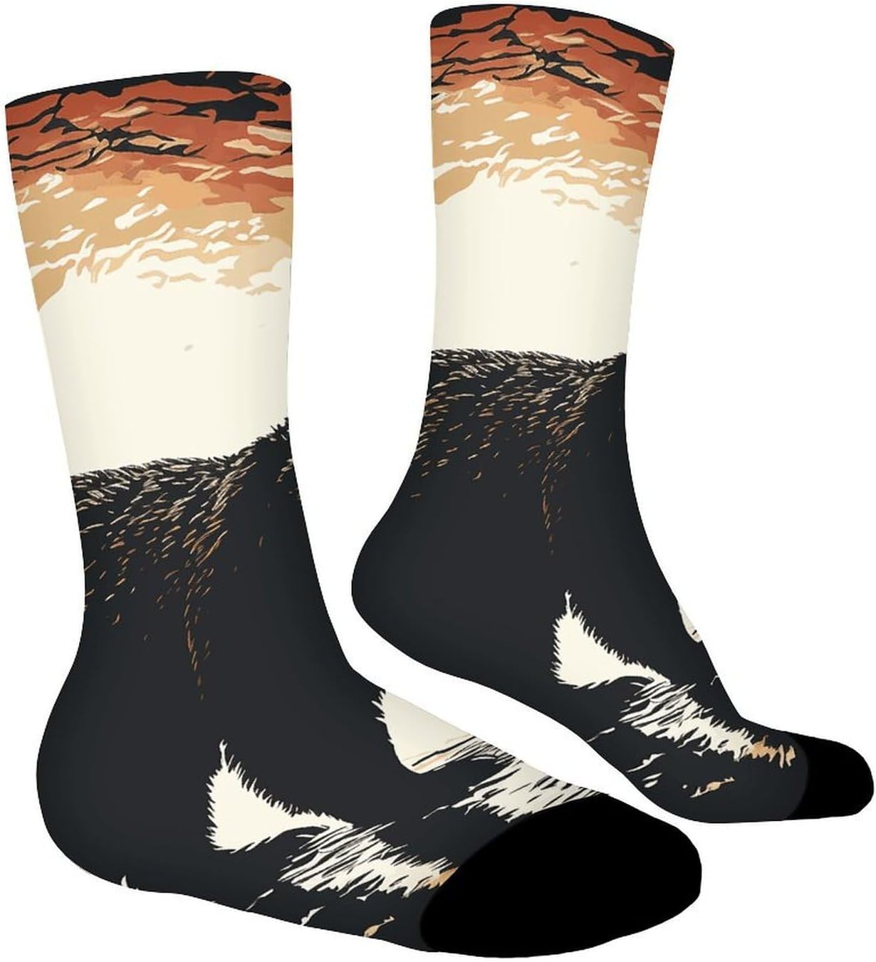Breathable Sports Socks, Moisture Wicking, Lightweight Crew Socks | Bear Silhouette Athletic Calf Socks for Women Men, Casual, Anti-Slip, Multifunctional Work Socks