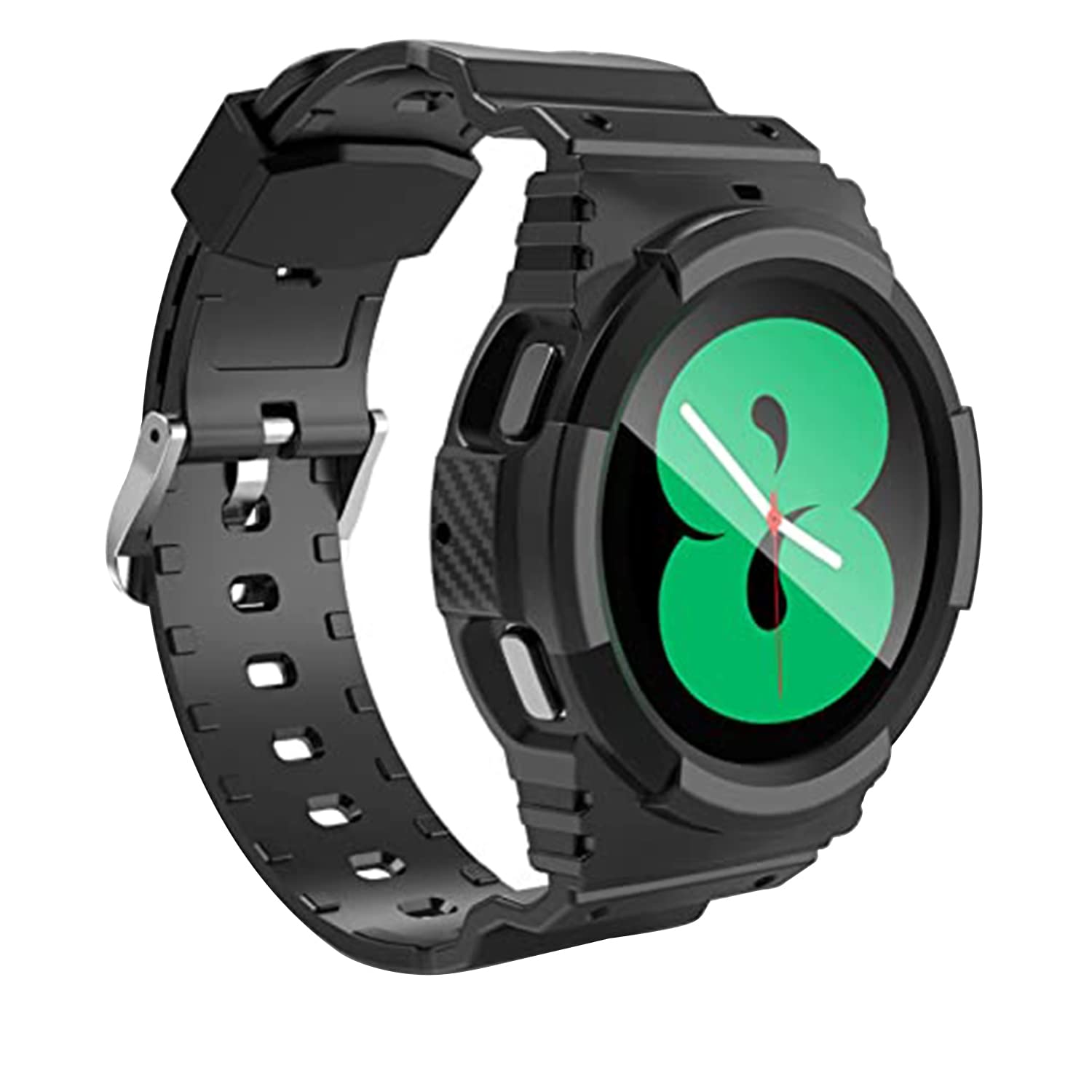 AmazonBasics Rugged Armor Pro Strap & Case Designed for Samsung Galaxy Watch 4 (44mm) - Charcoal Gray