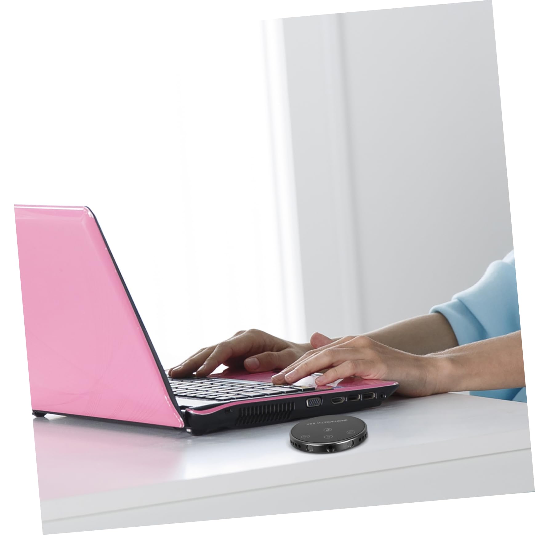 HOMSFOU Microfono Omnidirezionale USB 360° per Conferenza, Nero | Lega di Alluminio, per Notebook e Pc, Chat Vocale Gaming e Live Streaming, Uso Semplice
