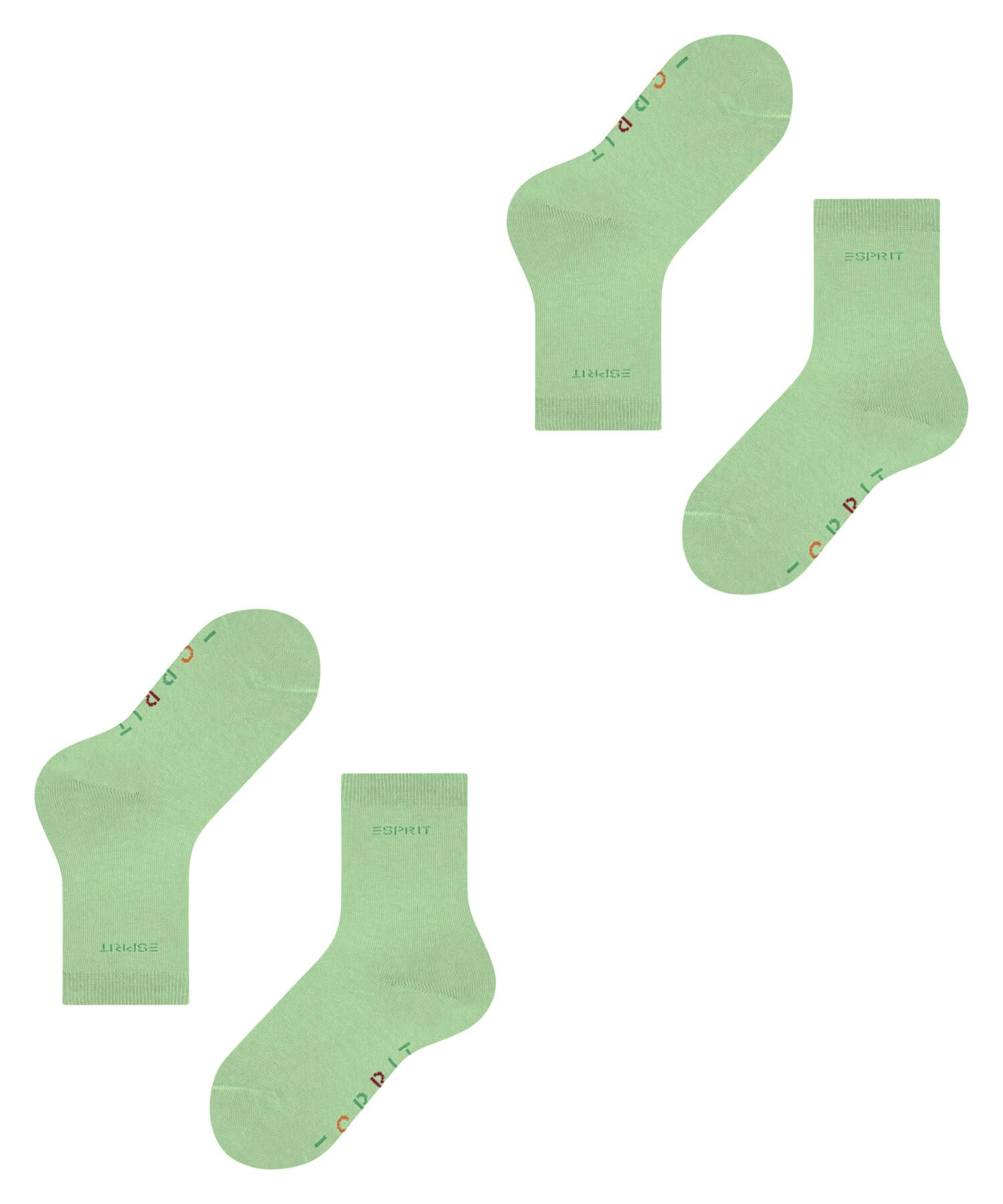 ESPRIT Uniseks - dzieci Skarpety Foot Logo Multipack K So Bawełna jednokolorowe 2 Pak, Zielony After Eight 7134, 31-34