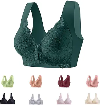 Daisy Bras for Older Women No Underwire Front Cloure Lace Bra Senior Full Coverage Support Push Up Everyday Bralettes