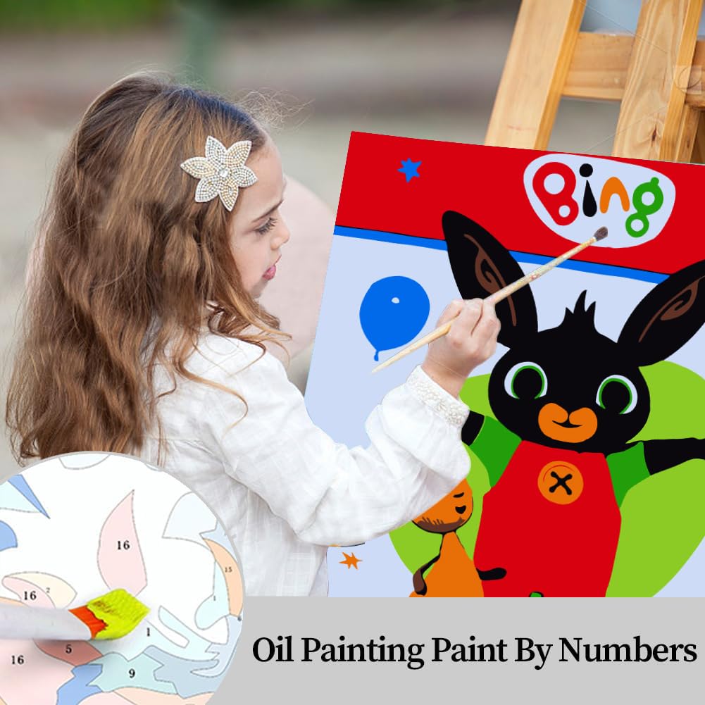 アイドル [MINYYUNY] Bing Lettering PET Color MIZT Bing Bunny Kids Paint by Numbers Kit, Contains 1 Pre-Printed