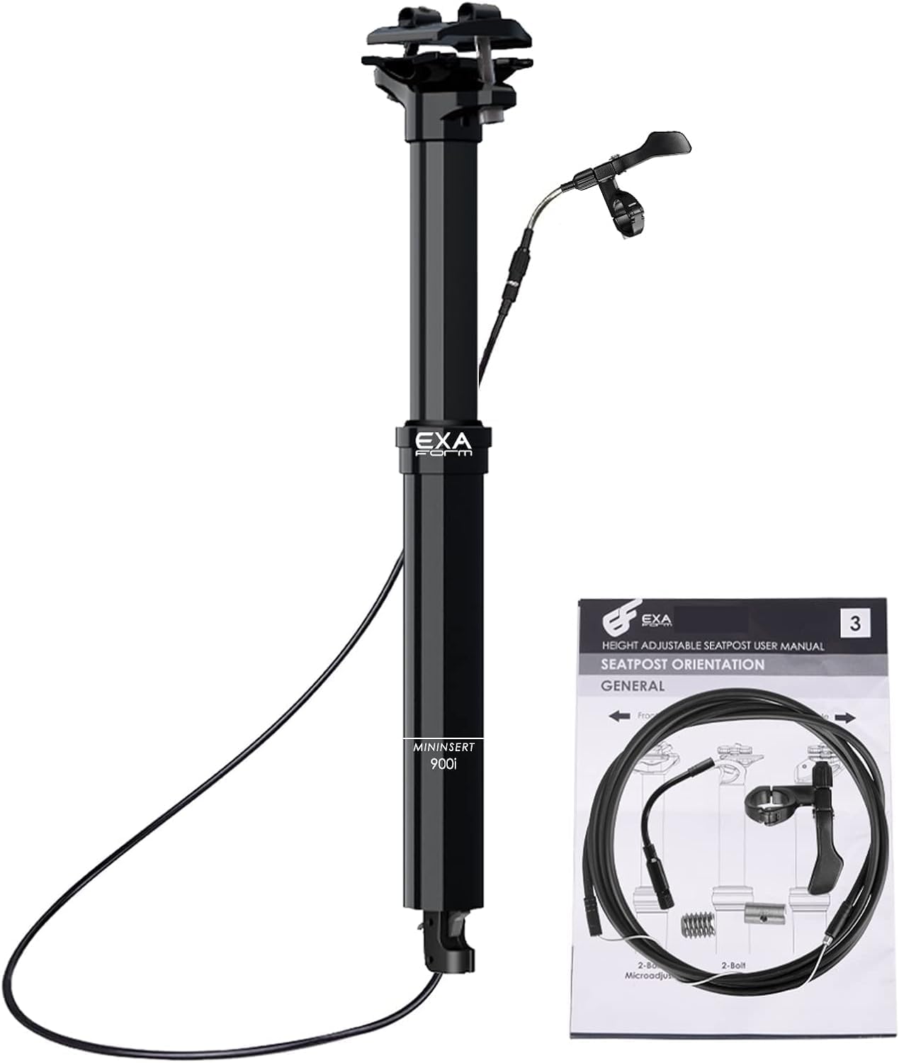 EXA Form 900i 30.9mm/31.6mm Internal Routing Dropper Post with Lever and Cable Kit MTB/Ebike Internal Bike Seatpost 100/120/150mm Travel -345/395/445mm Length
