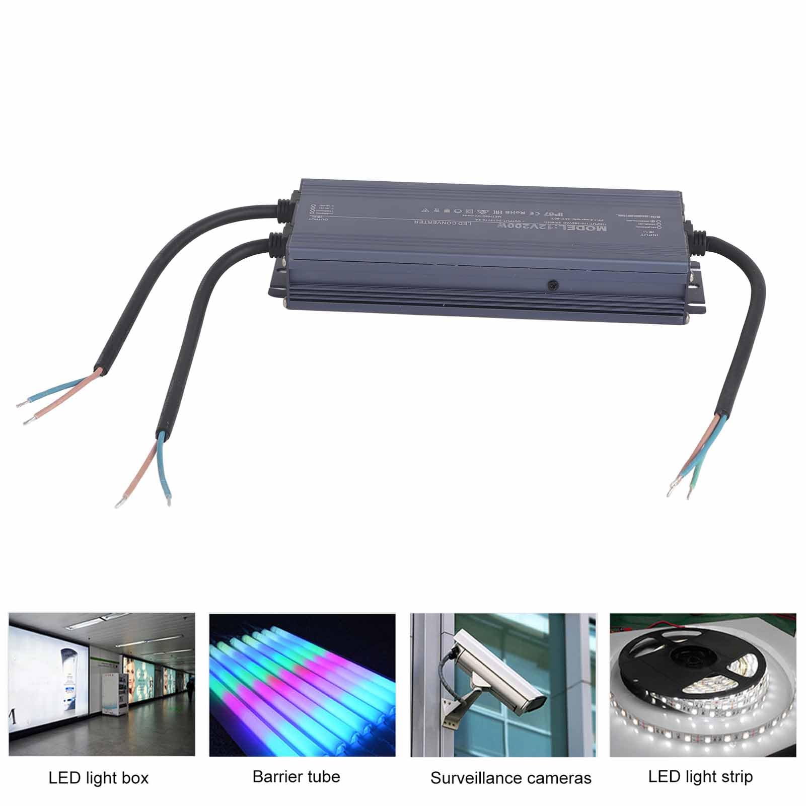 Wodoodporny Zasilacz LED o Mocy 200 W. Wydajny Sterownik do Kamer monitorujących. Transformator Oświetleniowy (12 V)