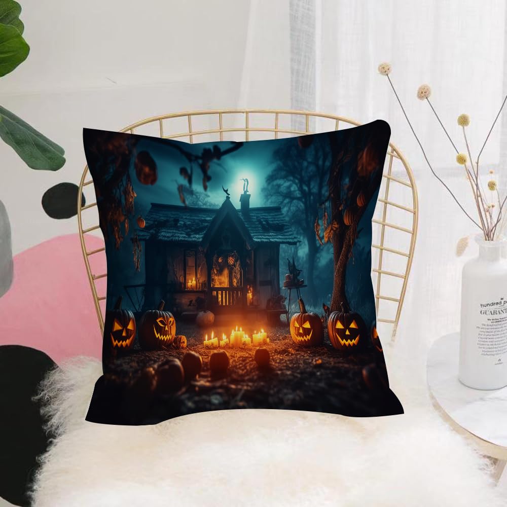 HYOSXW Cushion Cover,Throw Pillow Case Home Decorative for Living Room Bedroom Sofa Chair 16X16 Inch,Halloween pumpkin spooky celebration halloween concept,Pillowcase 40X40cm