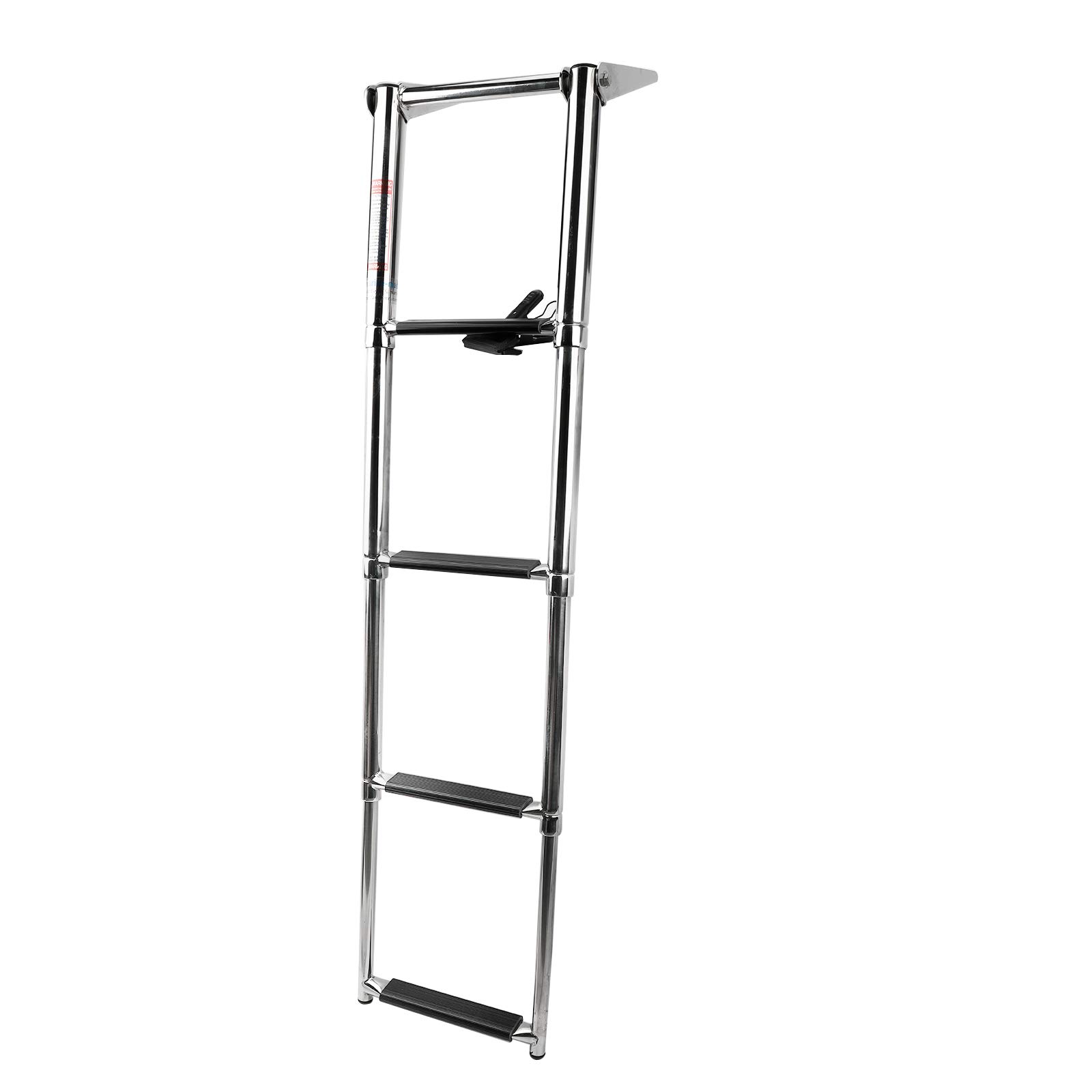 4-Step Marine Boat Ladder, Stainless Steel, Silver, Foldable