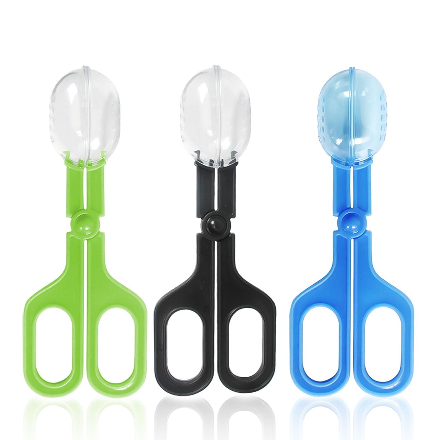LGYUWER 3 Pcs Reptile Poop Tongs Feeding Clamp Plastic Transparent Clamp Cage Fish Tank Feeding Tool for Reptile Hedgehog Hamsters Guinea Pig Lizard Spider Bearded Dragon
