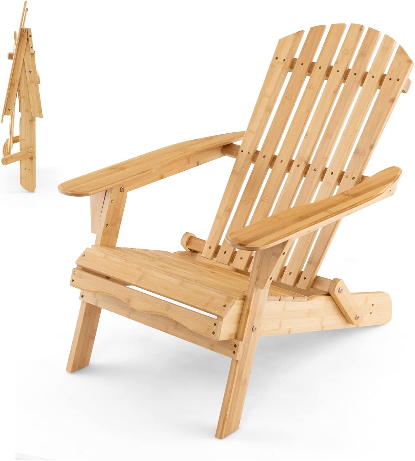 RELAX4LIFE Folding Adirondack Chair, Weather Resistant Outdoor Leisure