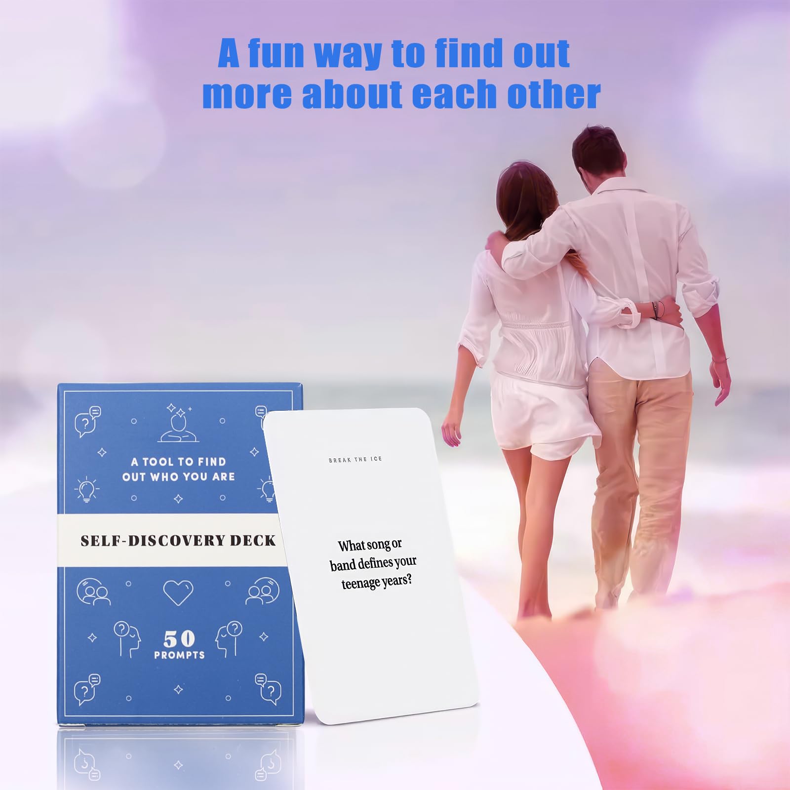 EASONGEE Self-discovery Deck, 50 Prompts, Personal Growth Card Game, Blue, 9*6.5CM, Ages 120+ - Image 4