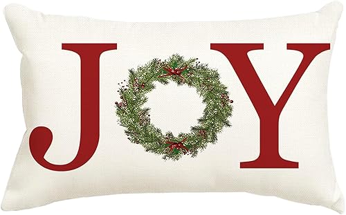 ADFLOOD Fundas de almohada de Navidad de 12 x 20 pulgadas, guirnalda de Navidad, decoración de fiestas, color rojo, para el hogar, sofá