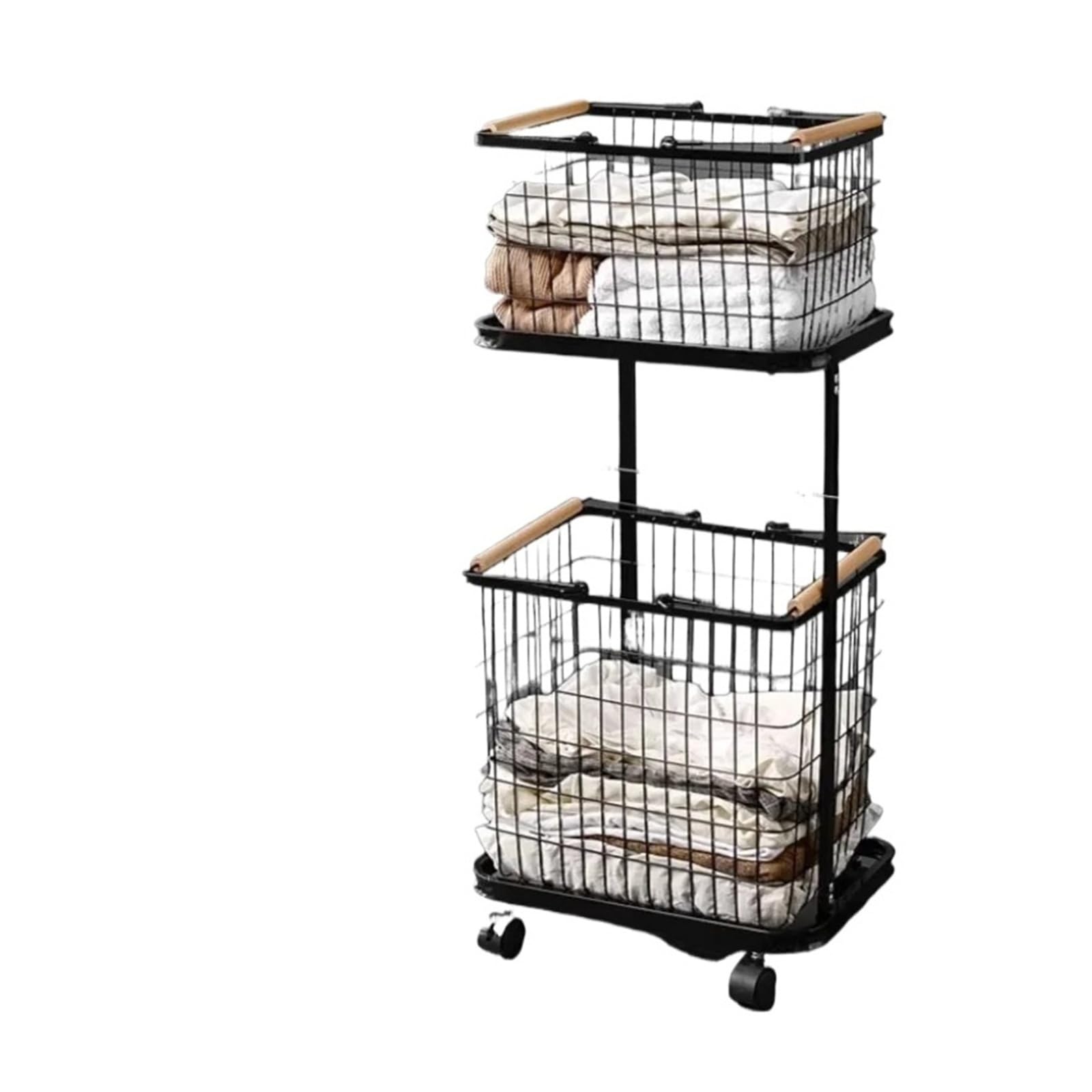 Roller laundry basket Simple Ironwork Wheels Laundry Basket Creative Multifunctional(Color2)