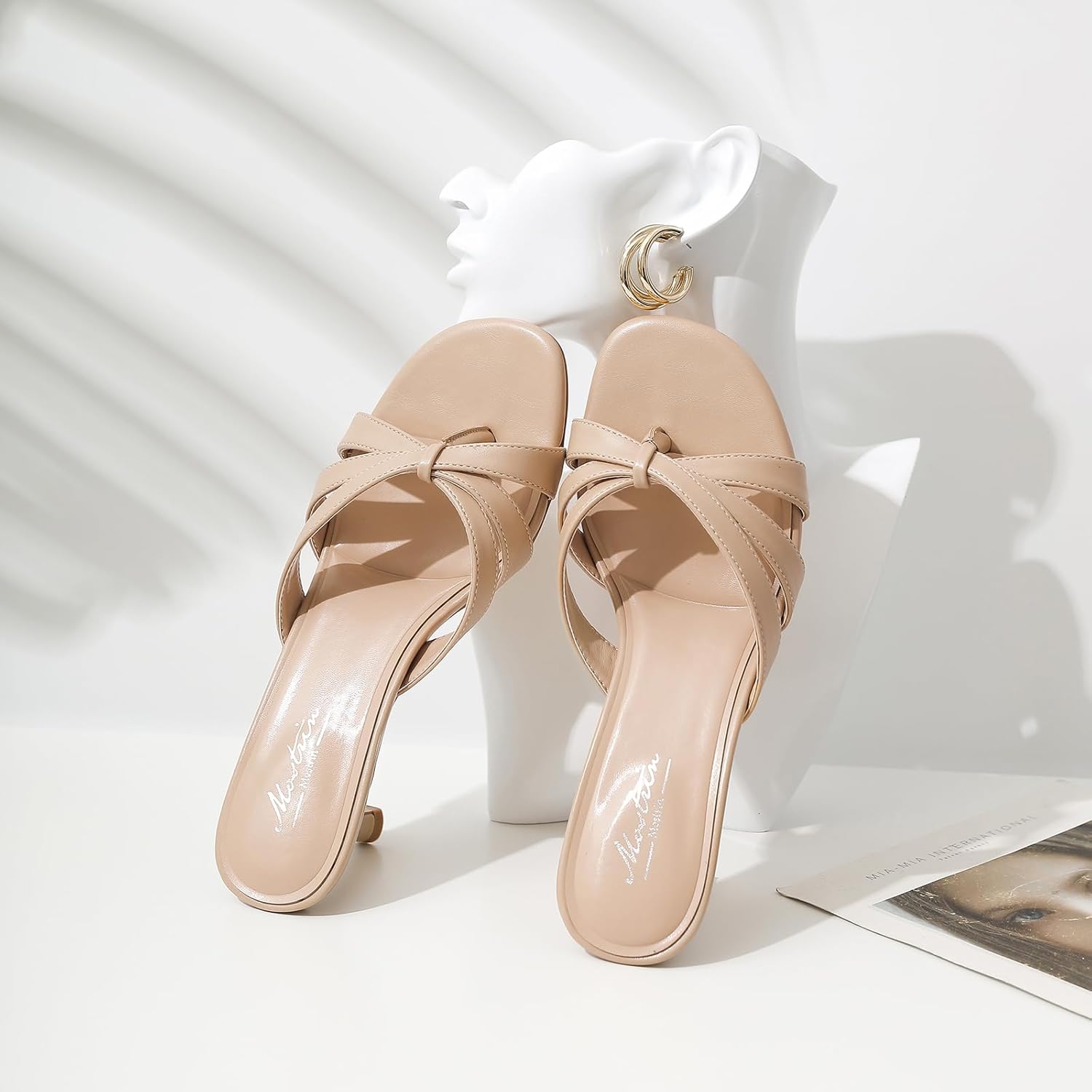 Mostrin Kitten Heels for Women Pointed Toe Vintage Mules Heels Sexy Slip on Stiletto Backless Sandals for Party Wedding Daily - Image 7