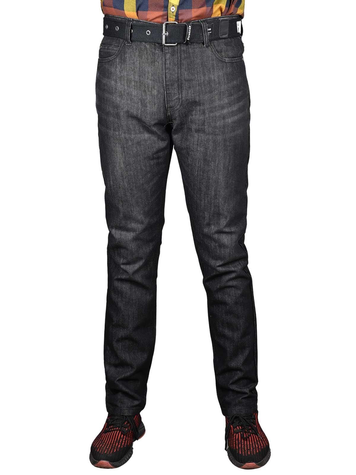 Firetrap Men's Black Straight Leg Jeans Denim Classic Casual Pants Work Trousers Multi Pockets With Free Belt 38W / 32L