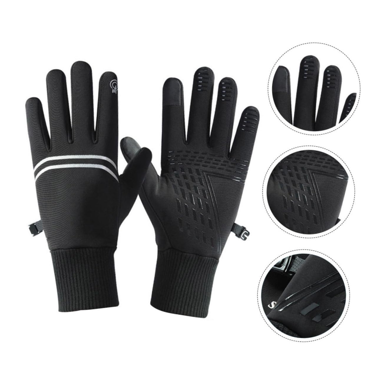 CALLARON Guanti Isolare Dita Equitazione Invernale Escursione Caldo Montagna Nero Antivento Mano Impermeabile Uomini Impermeabili Nevicare Tempo Freddo Presa Vello Maglieria Black