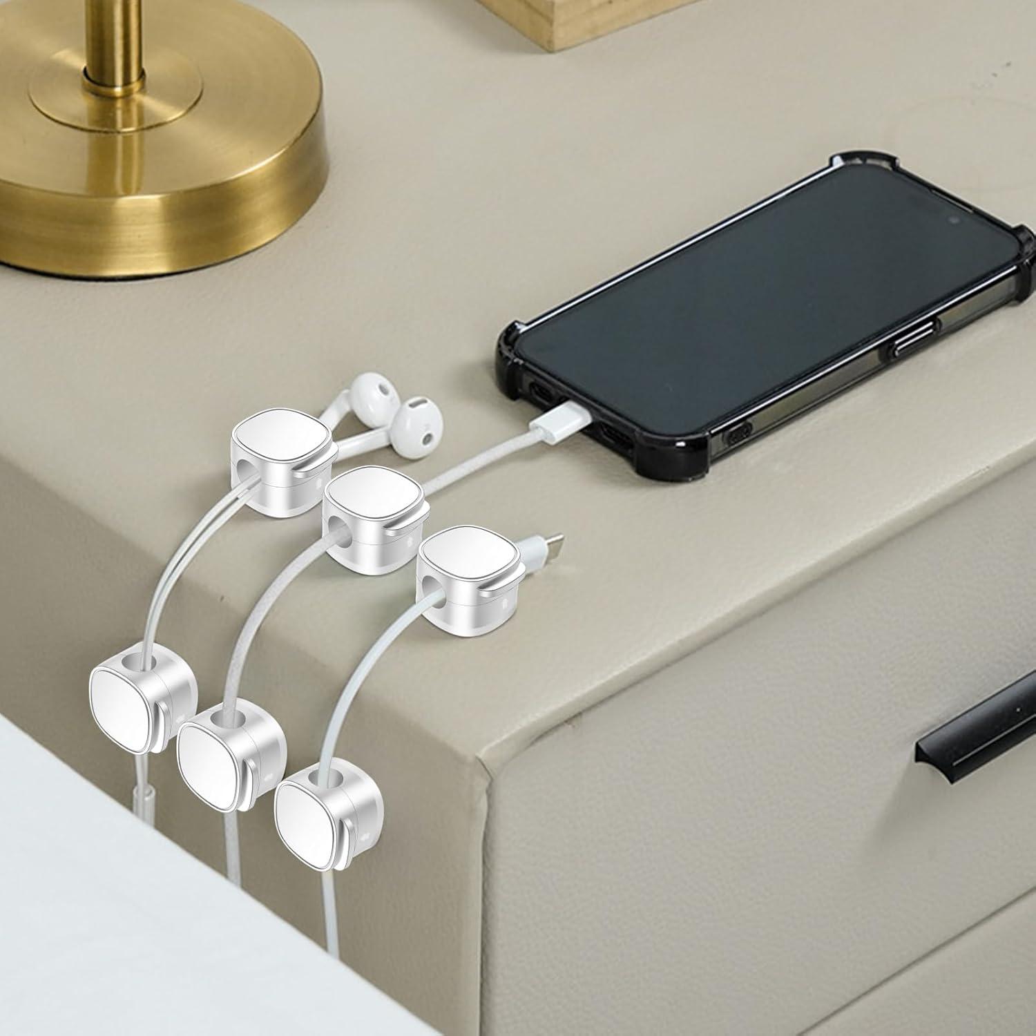 Magnetic Cable Management Clip, Long-Lasting Performance, 2.2x2.2x1.4cm, Wire Keeper Cord, Charging Cable Organizer, Easy Installation, For Living Room Office