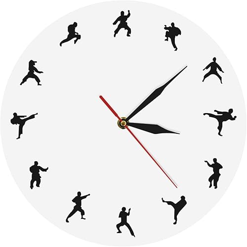 Miniatura 1 de Reloj de pared acrílico impreso Taekwondo Karate Reloj de pared artes marciales Karate Club Decoración moderna de pared Deportes de lucha Kung Fu