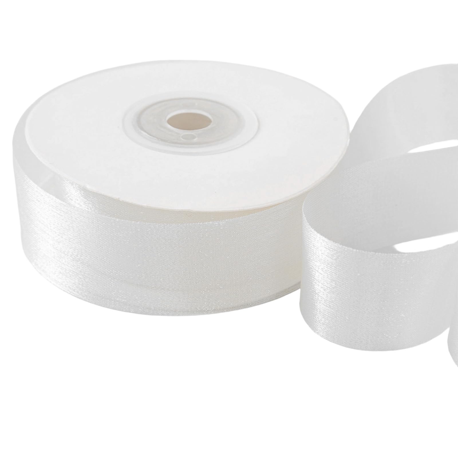 Tfaoys White Fabric Ribbon 25Mmx20yard Decorative Ribbon For Art Craft Bowknot Making Bouquets Wrapping Hair Accessories Recycle