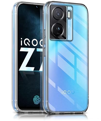 WOW IMAGINE Crystal Clear Transparent Back Case Cover for iQOO Z7 5G | iQOO Z7s 5G | Full Device & Camera Protection Shockproof TPU Silicone Back Cover Case – Transparent