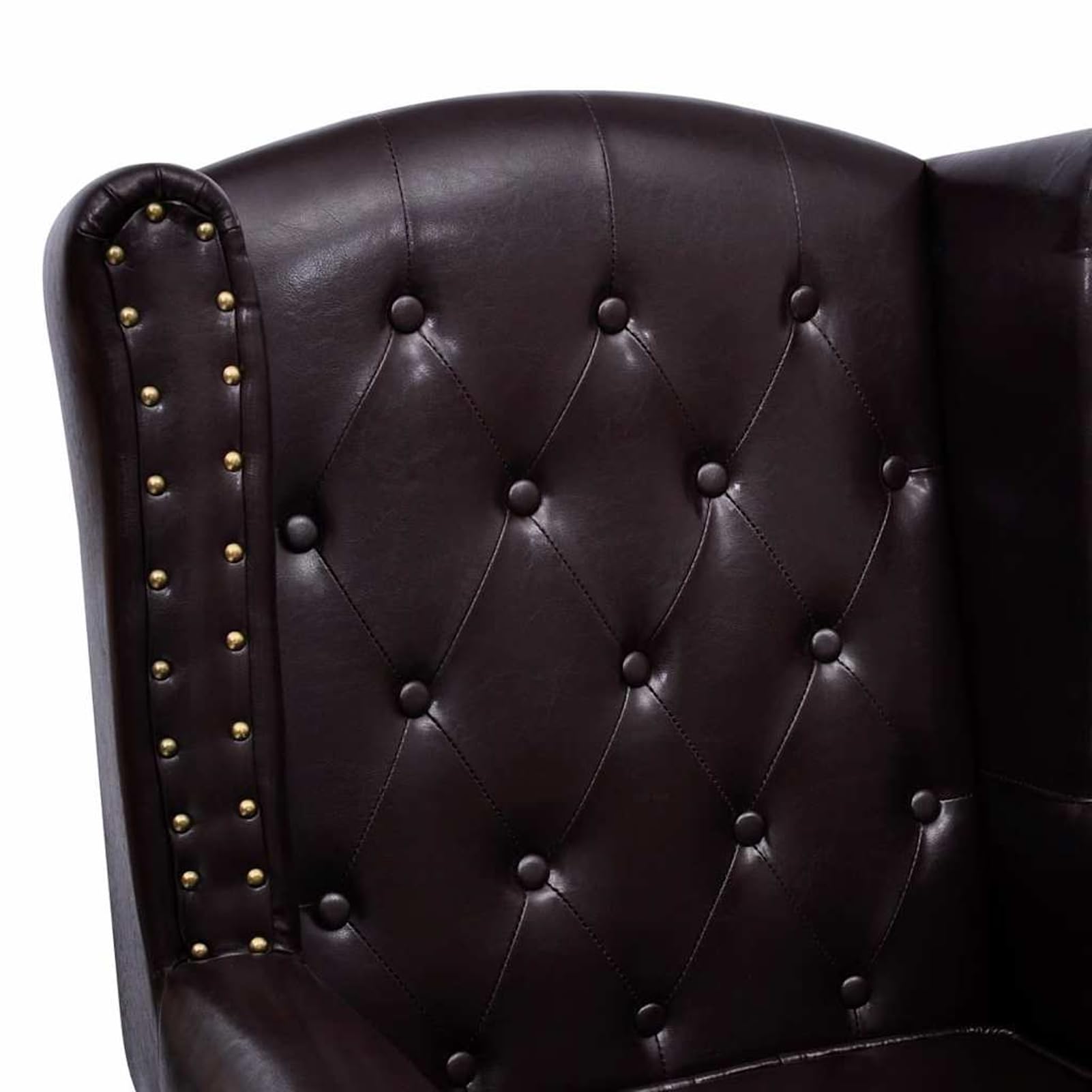 Antikbrauner Chesterfield-Sessel aus Kunstleder mit Holzbeinen - Komfortables Wohnzimmermöbel Loungesessel, Wohnmöbel 60784