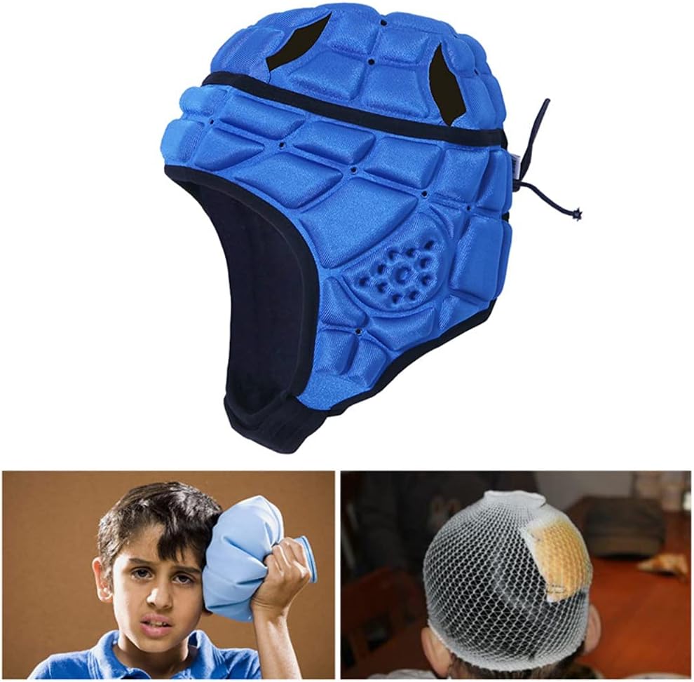 Kids Rugby Helmet Soft Shell Cap, Football Flag Headguards, Goalkeeper Head Protector, Adjustable Soccer Goalie Helmet Headgear Paintball Head Protection for Kids Children : Sports & Outdoors