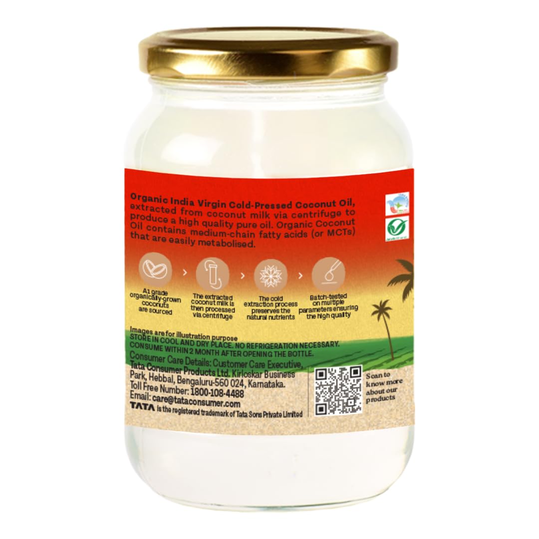 Organic India Virgin Coconut Oil, 500ml | Labs Tested on 250+ Parameters | Certified Organic| Cold Pressed | Extracted from Coconut Milk | Authentic Flavour | Multipurpose Premium Coconut Oil product image 10