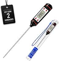 Kit 2 Termômetro Digital Culinário Resistente com Display de Fácil Leitura Suporta Temperaturas de até 300°C Medição Precisa para Alimentos Churrasco Líquidos Forno Carnes Cozinha - Premium
